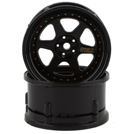 DS Racing Drift Element 6 Spoke Drift Wheels (Triple Black w/Gold Rivets) (2) (Adjustable Offset) w/12mm Hex
