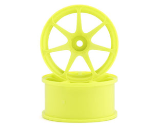 Mikuni AVS Model T7 7-Spoke Drift Wheels (Yellow) (2) (7mm Offset) w/12mm Hex