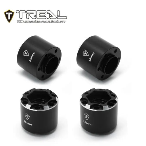 Treal Hobby 1.9" Beadlock Wheel Hub Extension Spacers (Black) (4) (18mm)