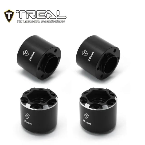 Treal Hobby 1.9" Beadlock Wheel Hub Extension Spacers (Black) (4) (18mm)