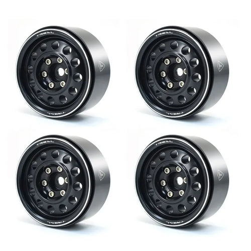 Treal Metal 1.9 Beadlock Wheel Rims 4pcs Vintage Design Wheel Hub for Wagon Wheel 1:10 RC Crawler -Type I Black