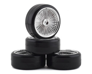 Firebrand RC OG D Pre-Mounted Slick Drift Tires (4) (Chrome) w/Firesickle Tires, 12mm Hex & 3mm Offset