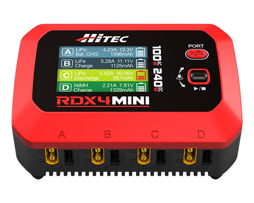 Hitec RDX4 Mini Quad Smart LiPo Battery Balance Charger (4S/6A/DC-240W/AC-100W)