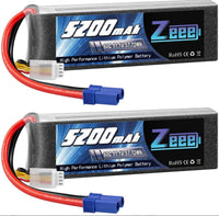 Zeee 3S 11.1V 5200mAh 60C Lipo Battery w/ EC5 Connector (2/pk)