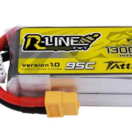 Tattu R-Line 1300mAh 14.8V 95C 4S1P Lipo Battery Pack With XT60 Plug