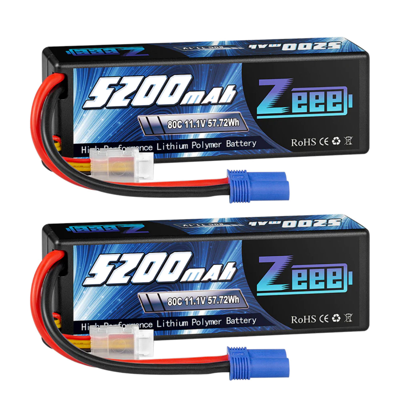 Zeee 11.1V 80C 5200mAh 3S Lipo Hardcase w/ EC5 Connector (2/pk) – Key ...