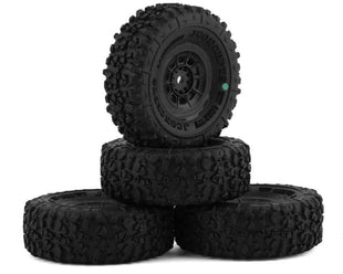 JConcepts Landmines 1.0" Pre-Mounted Tires w/Hazard Wheel (Black) (4) (Green) w/7mm Hex