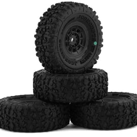JConcepts Landmines 1.0" Pre-Mounted Tires w/Hazard Wheel (Black) (4) (Green) w/7mm Hex