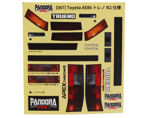 Pandora RC 1/10 257-260mm Toyota AE86 Trueno N2 Specification Drift Body Set, Clear