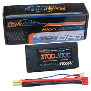 Powerhobby 2S 7.4V 3700mAh 100C SHORTY LITE Hardcase LiPo Battery w Deans