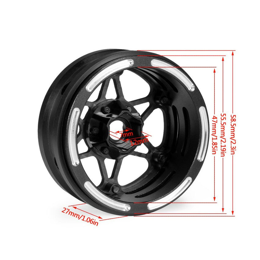 Powerhobby 1.9" Carbon Fiber Lightweight Beadlock Wheels C 1/10 Rock Crawler (4), Black