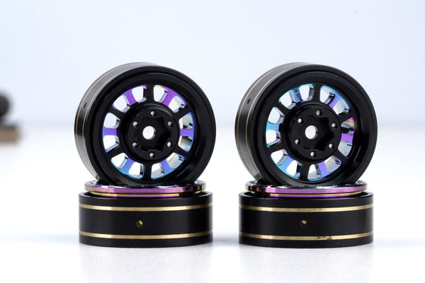 Powerhobby Axial SCX24 1.0" Titanium Brass Beadlock Crawler Wheels 1/24