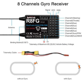 Radiolink 2.4Ghz R8FG 8 Channels Gyro Receiver w Voltage Telemetry Long Range Control