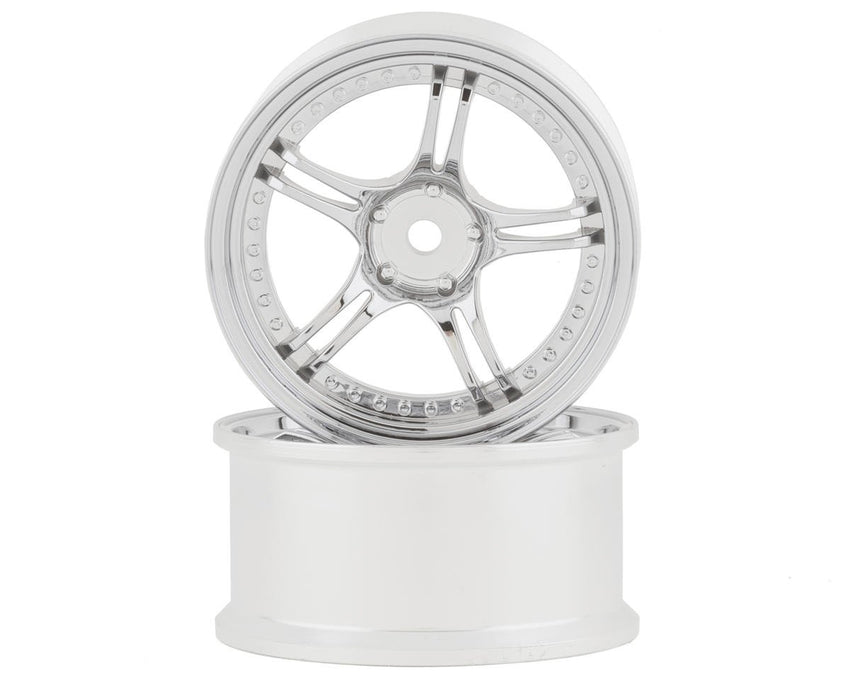 RC Art SSR Professor SPX 5-Split Spoke Drift Wheels (Matte Silver) (2) (8mm Offset) w/12mm Hex