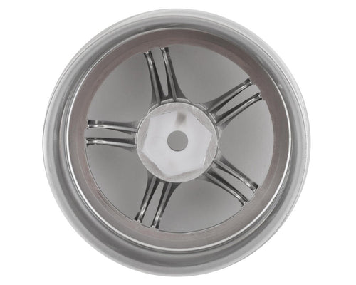 RC Art SSR Professor SPX 5-Split Spoke Drift Wheels (Matte Silver) (2) (8mm Offset) w/12mm Hex