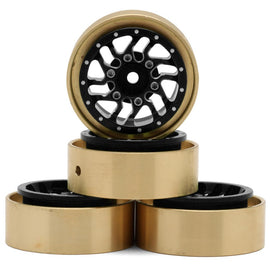 Samix Traxxas TRX-4M Aluminum/Brass Bead-lock Wheel Set (Black) (4) (35g) (Adj. Offset)