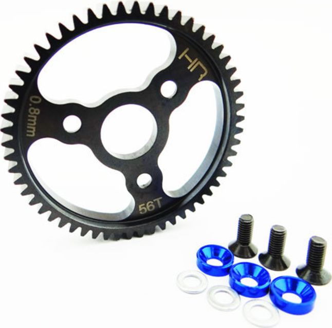 Hot Racing Steel Spur Gear (56t 0.8 Mod)(Blue) - TRA