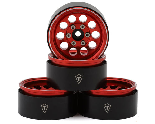 Treal Hobby 1.9" Type F 10-Hole Aluminum Crawler Beadlock Wheels (Red) (4)