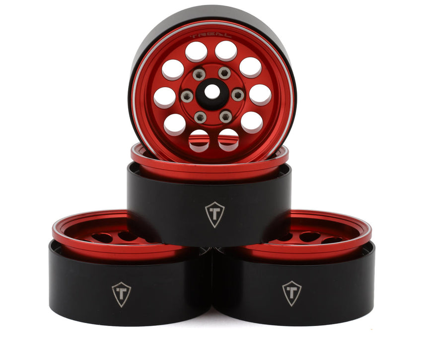 Treal Hobby 1.9" Type F 10-Hole Aluminum Crawler Beadlock Wheels (Red) (4)