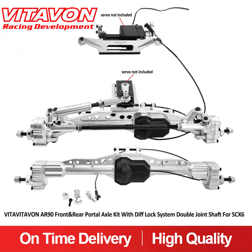 Vitavon AR90 Front & Rear Portal Axle kit with Diff Lock System Double Joint Shaft For SCX6