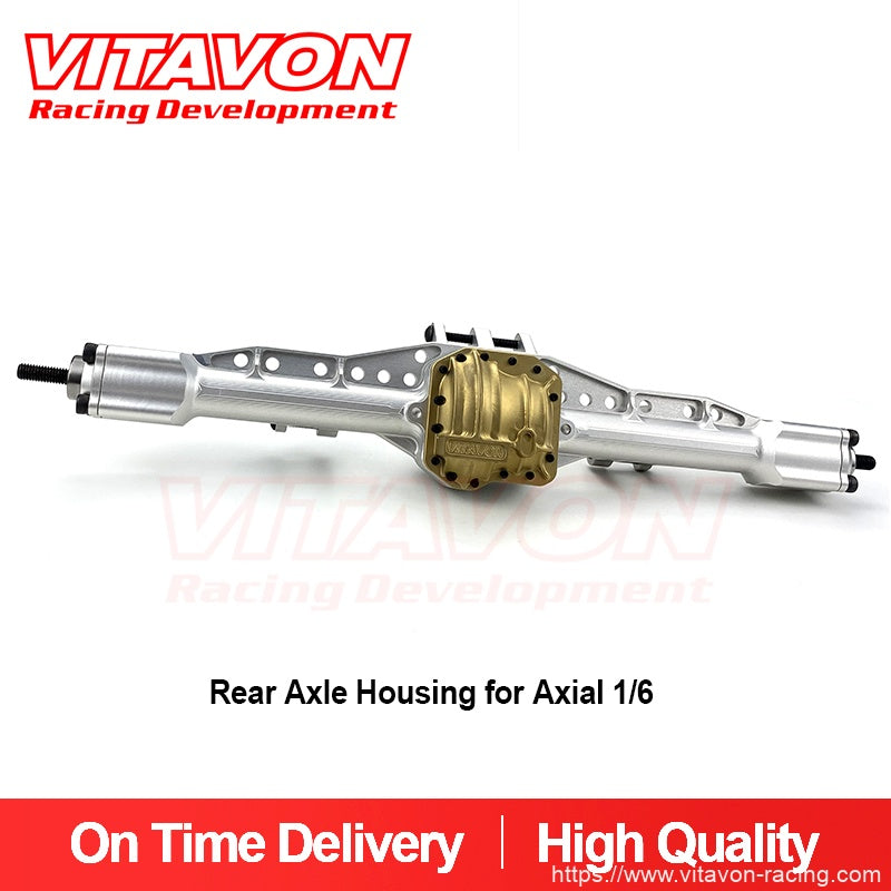 VITAVON Silver CNC Alu #7075 Rear Axle Housing W/ Brass Diff Cover For SCX6