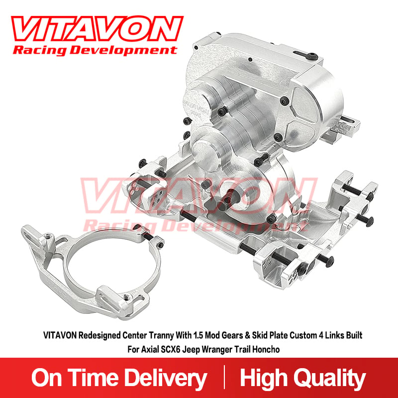 VITAVON Redesigned Center Tranny With 1.5 Mod Gears & Skid Plate Custom 4 Links Built For Axial SCX6 Jeep Wrangler Trail Honcho