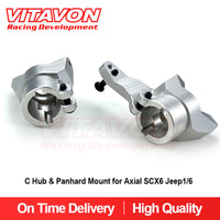 VITAVON CNC Alu #7075 C Hub & Panhard Mount for Axial SCX6 Trail Honcho 1/6 Silver