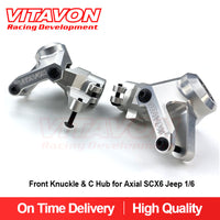 VITAVON SCX6 CNC Alu #7075 Front Knuckle & C Hub for Axial SCX6 Jeep 1/6 (Silver)