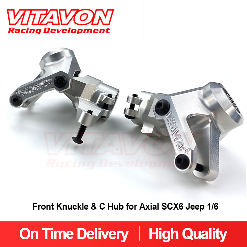 VITAVON SCX6 CNC Alu #7075 Front Knuckle & C Hub for Axial SCX6 Jeep 1/6 (Silver)