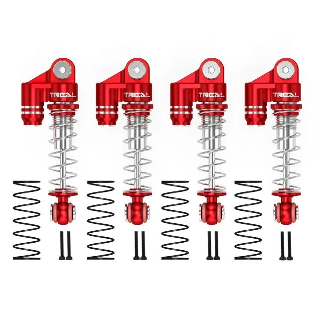 Treal SCX24 Aluminum Shocks Threaded (4P) for Axial 1/24 Truck, Red