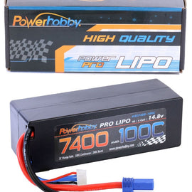 PowerHobby 4S 14.8V 7400mAh 100C-200C Lipo Battery EC5 Plug 4-Cell Hard Case