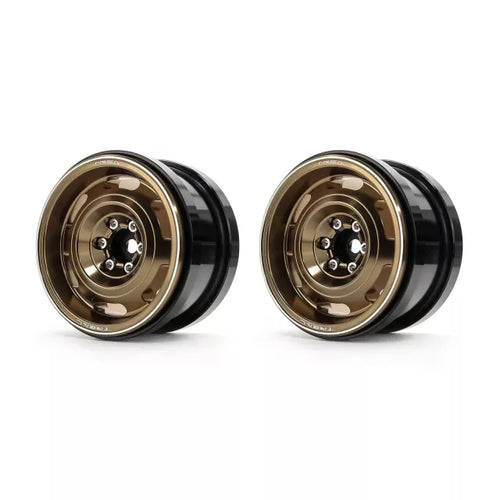 Treal Aluminium 2.2 Beadlock Wheels Rims (2pcs) Vintage Wheel Fit RC Crawler Mud Truck 2.2 Tires -Type B (Bronze)