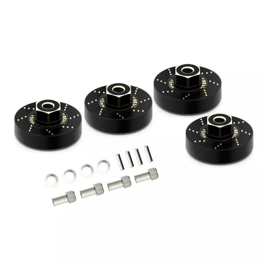 Treal Axial SCX24 Brass Extended Wheel Hubs (4p) +5mm Axle Counter Weight 12g -Black