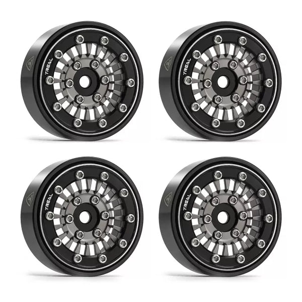 TREAL SCX24 Wheels 1.0'' Beadlock Wheels(4P) for 1/24 Micro RC SCX24 Bronco Gladiator C10 Deadbolt -Type C (Gray)