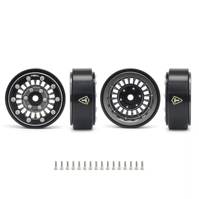 TREAL SCX24 Wheels 1.0'' Beadlock Wheels(4P) for 1/24 Micro RC SCX24 Bronco Gladiator C10 Deadbolt -Type C (Gray)