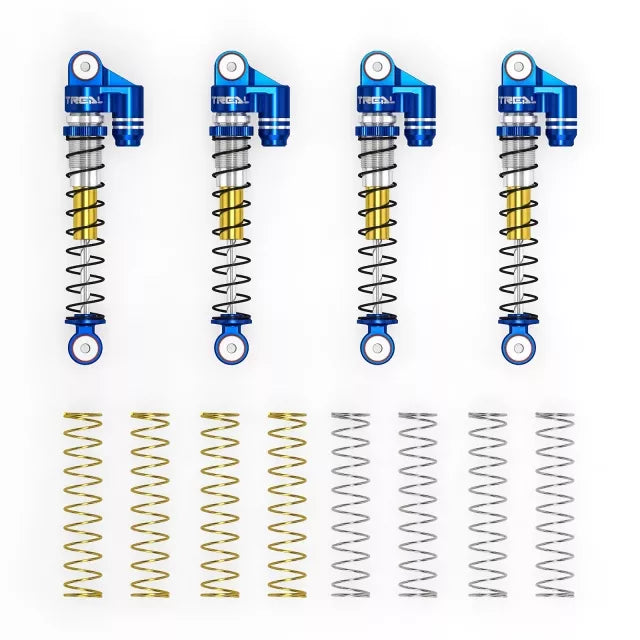 TREAL SCX24 Shocks 43mm Tele Shock Vibration Damper(4) for 1/24 Axial SCX24 Bronco Gladiator C10 Deadbolt, Blue