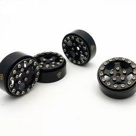 Treal 1.0 Beadlock Wheels (4P-Set) for Axial SCX24 with Brass Rings Weighted 22.4g-B Type (Black-Black)