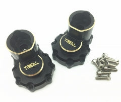 Treal Brass Rear Inner Portal Cover Housing and Portal Drive Axle Mounts (2) pcs Blacken for Traxxas TRX-4/TRX-6