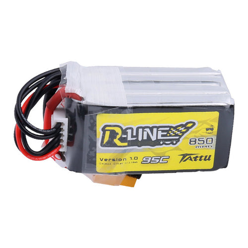Tattu R-Line 850mAh 14.8V 95C 4S1P Lipo Battery Pack With XT60 Plug
