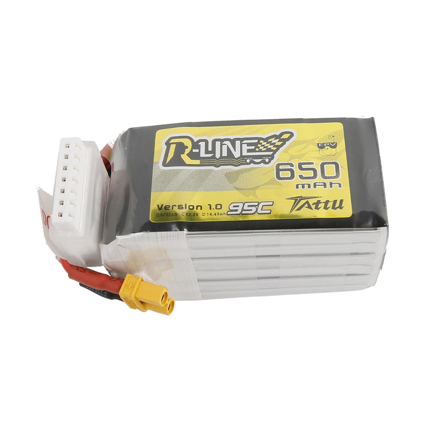 Tattu R-Line 650mAh 22.2V 95C 6S1P Lipo Battery Pack With XT30 Plug