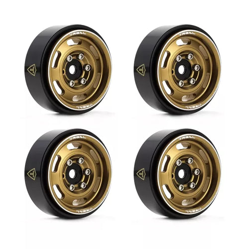 TREAL SCX24 Wheels 1.0 Beadlock Wheels(4P) Vintage Wheels for 1/24 SCX24 Bronco Gladiator C10 Deadbolt -Type E (Bronze)