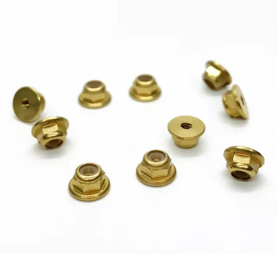 Treal Brass M2 x 0.4mm Nylon Insert Lock Nuts(10)pcs for AXIAL SCX24 Wheels