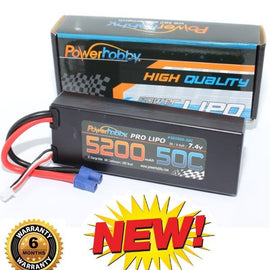 PowerHobby 2S 7.4V 5200mAh 50C Lipo Battery Pack w EC3 Plug Hard Case