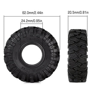 INJORA 1.0" 62*20.5mm Rubber Mud Terrain Tires for Axial SCX24 (4PCS)