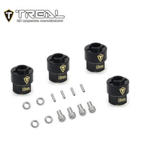 TREAL Brass Extended Wheel Hubs 7mm*10mm Hex, 3g/pc (4pcs) for 1/18 TRX-4M Defender and Bronco (Black)