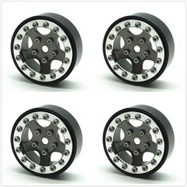 Treal 1.0 Beadlock Wheels (4P-Set) for Axial SCX24 with Brass Rings Weighted 22.4g-B Type (Silver-Grey)