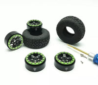 Treal 1.0 Beadlock Wheels(4P-Set) for Axial SCX24 1/24 Crawler Brass Ring Weighted 22g B Type (Green-Black)