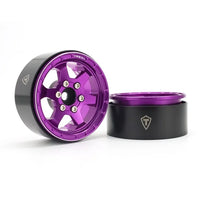 TREAL 1.9" Aluminum Beadlock Wheels (4) Scale-Look Concave Six Spoke Rim Crawler Wheels for 1/10 RC Trucks -Type H, Purple