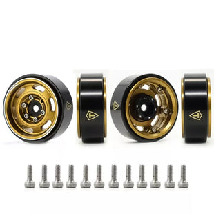 TREAL SCX24 Wheels 1.0 Beadlock Wheels(4P) Vintage Wheels for 1/24 SCX24 Bronco Gladiator C10 Deadbolt -Type E (Bronze)