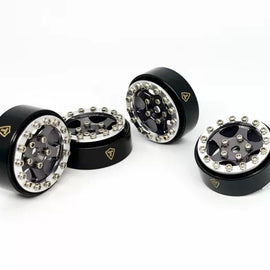 Treal 1.0 Beadlock Wheels (4P-Set) for Axial SCX24 with Brass Rings Weighted 22.4g-B Type (Silver-Grey)